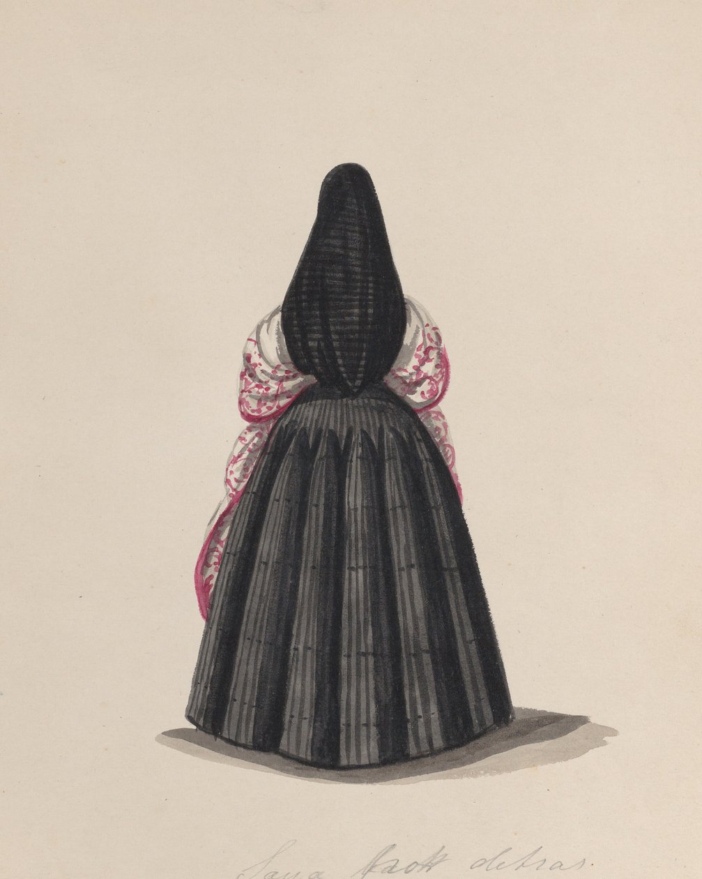 Arkadan bakıldığında saya takan bir kadın, bir grup çizimden..., yakl. 1848. by Francisco