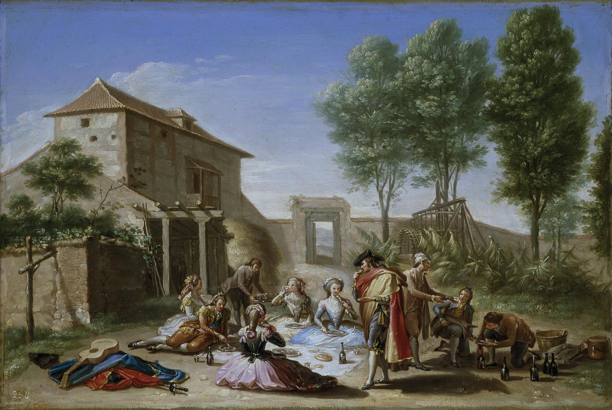 Tarlada Snack, c.1784-5 (tuval üzerine yağlı boya) by Francisco Bayeu y Subias