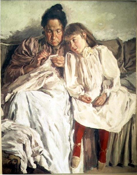 Bir anne ve kızı by Francisco Gimeno y Arasa