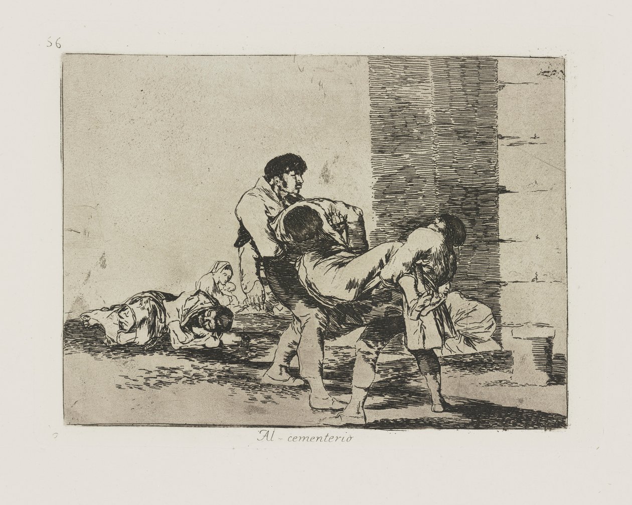 Mezarlığa. (Mezarlığa.), pl. Savaşın Felaketleri dizisinden 56 by Francisco de Goya