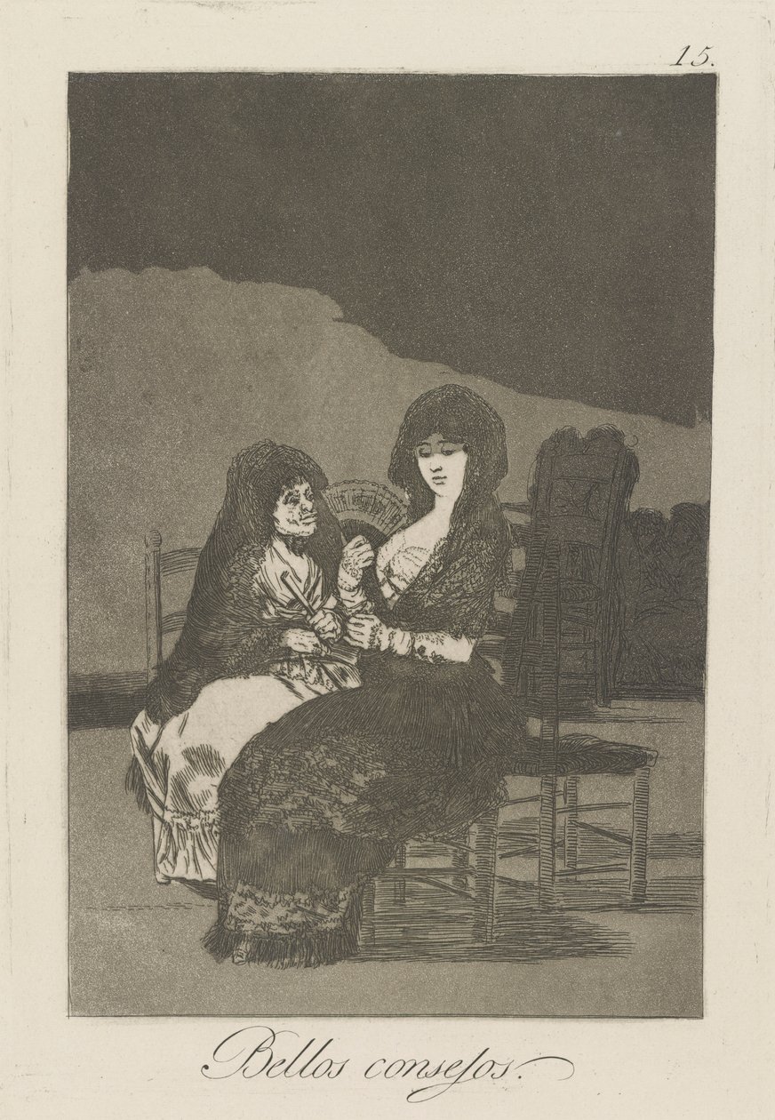 Güzel ipuçları. (Güzel Öğretiler.), pl. Kaprisler dizisinden 15 by Francisco de Goya
