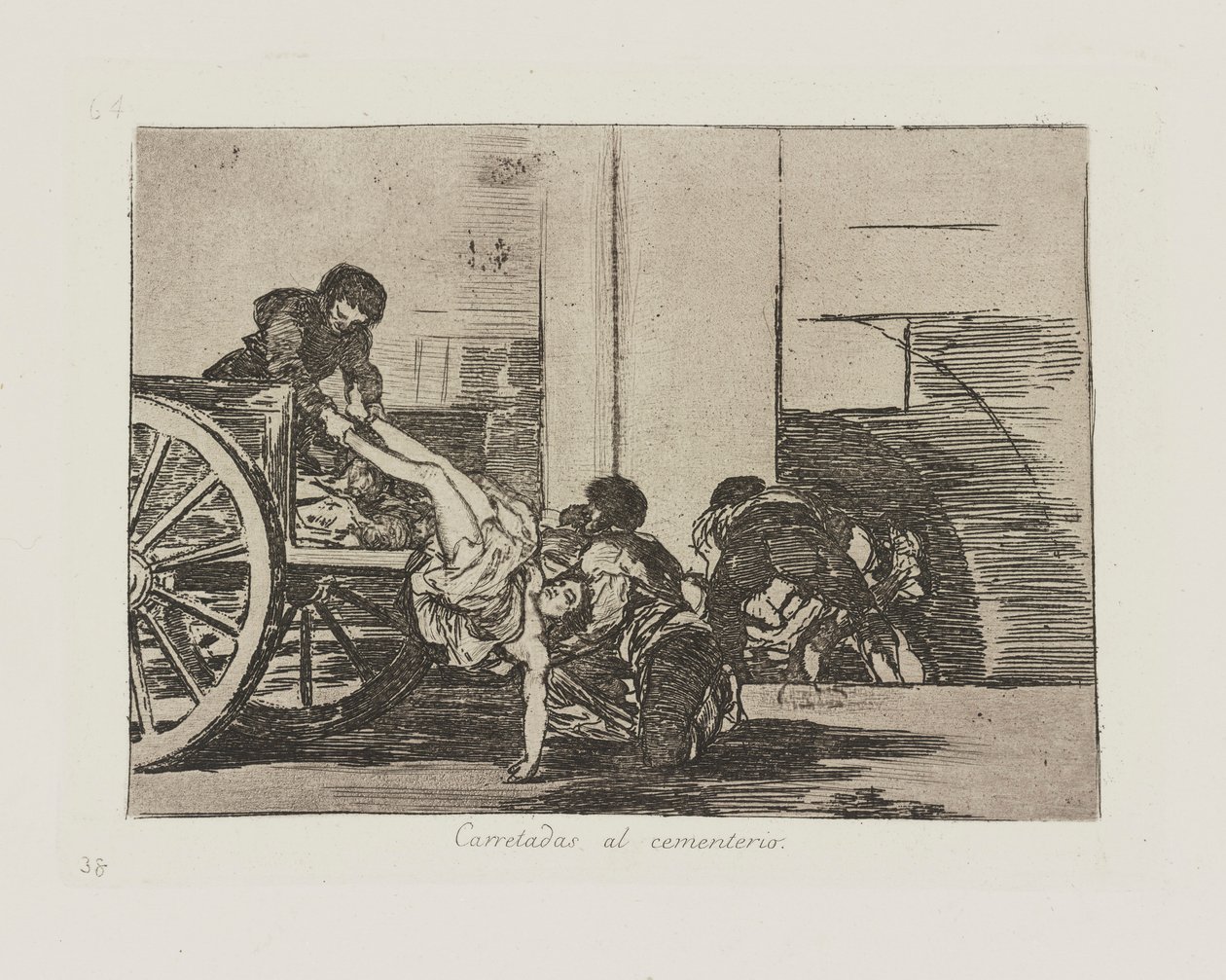Mezarlığa giden yollar. (Mezarlığa Araba Yükleri.), pl. Savaşın Felaketleri dizisinden 64 by Francisco de Goya