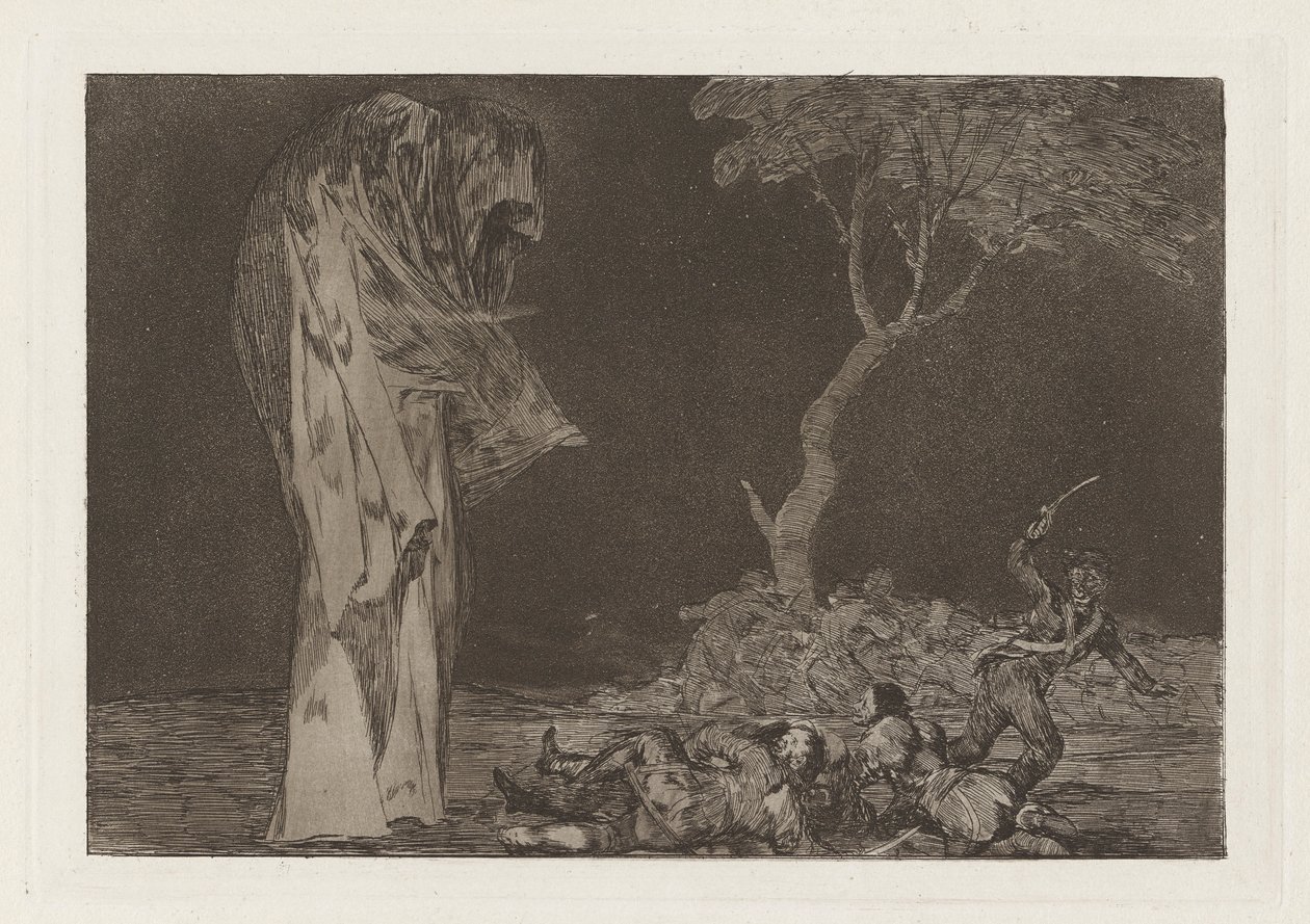 Los disparates (Los atasözü) dizisinden Korku Yoluyla Onurunu Kaybetme olarak da bilinen Korku saçmalığı (Folly of Fear) by Francisco de Goya