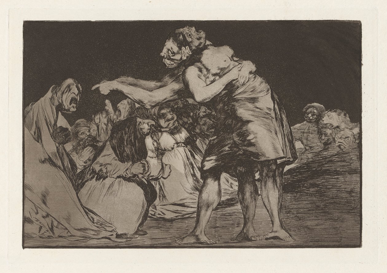 La que mal marida olarak da bilinen farklı düzensiz (Düzensiz Budalalık) veya Farklı evlilik (Evlilik Budalalığı), Los disparates (Los atasözü) dizisinden by Francisco de Goya