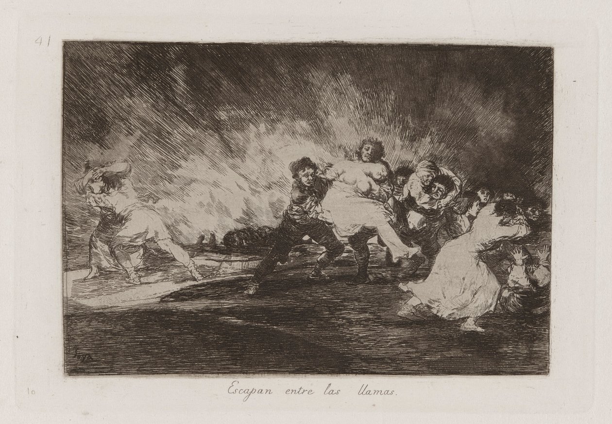 Alevlerden Kaçıyorlar, Savaşın Felaketlerinden 41. Levha by Francisco de Goya