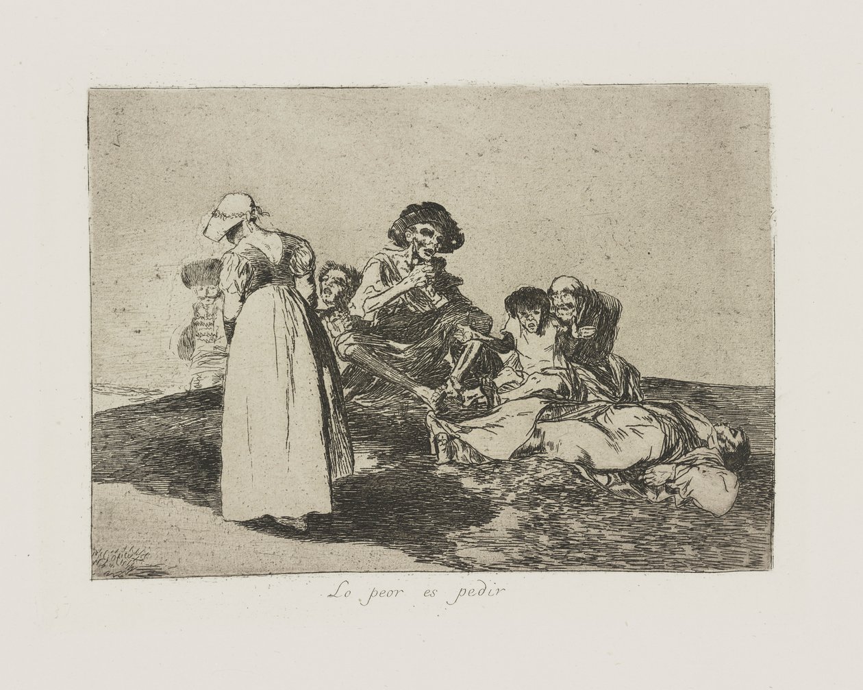 En kötüsü sormaktır. (En Kötüsü Yalvarmak.), pl. Savaşın Felaketleri dizisinden 55 by Francisco de Goya