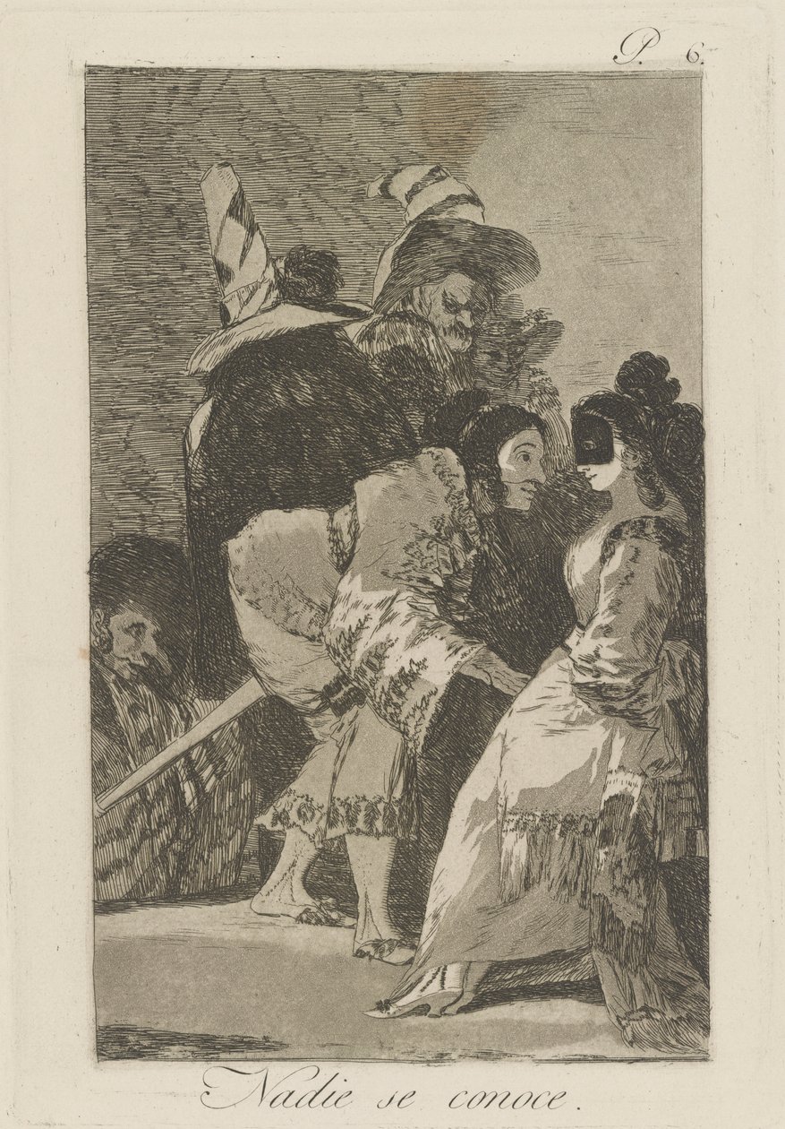 Nadie se conoce. (Kimse Kendini Bilmez.), pl. Los caprichos serisinden 6 by Francisco de Goya
