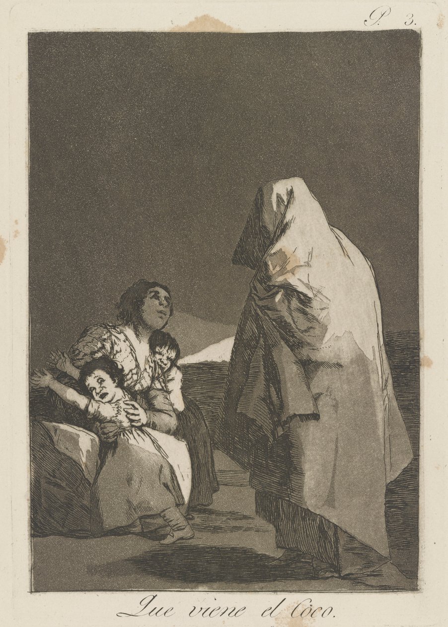 deli geliyor (İşte Öcü Adam Geliyor.), pl. Kaprisler serisinden 3 by Francisco de Goya