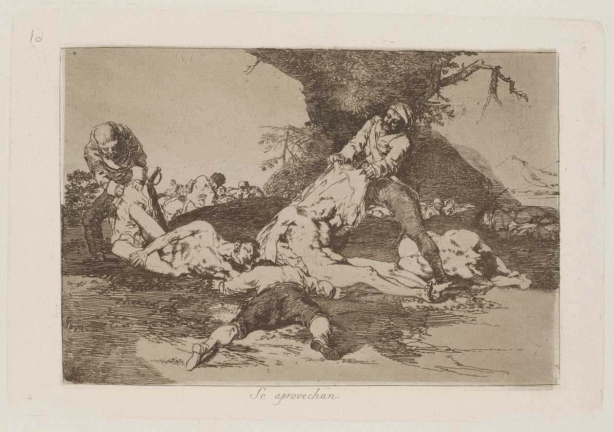 Se aprovechan (Onlardan Yararlarlar), pl. Los desastres de la guerra (Savaşın Felaketleri) dizisinden 16 by Francisco de Goya