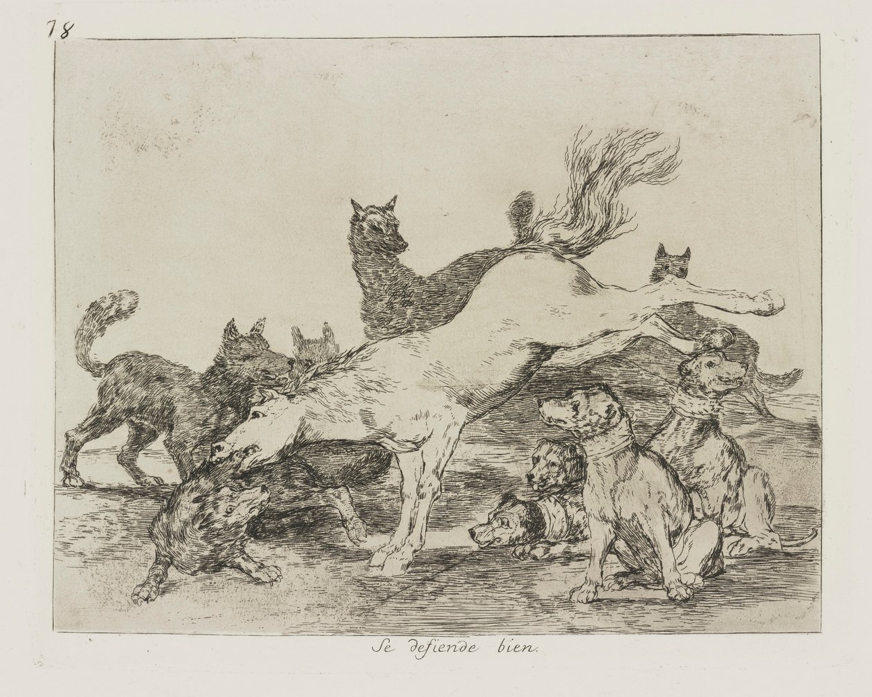 Kendini iyi savunuyor. (Kendisini İyi Savunuyor.), pl. Savaşın Felaketleri dizisinden 78 by Francisco de Goya