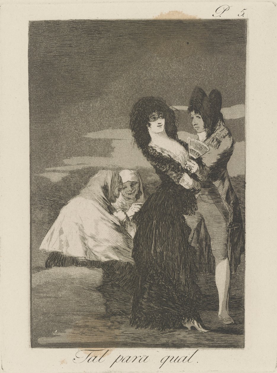 Tal para qual. (Bir Türden İki.), pl. Los caprichos serisinden 5 by Francisco de Goya