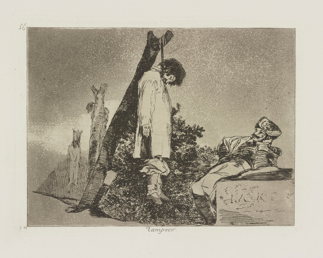 Hiç de bile. ([Bu Durumda] ​​Her ikisi de değil.), pl. Savaşın Felaketleri dizisinden 36 by Francisco de Goya