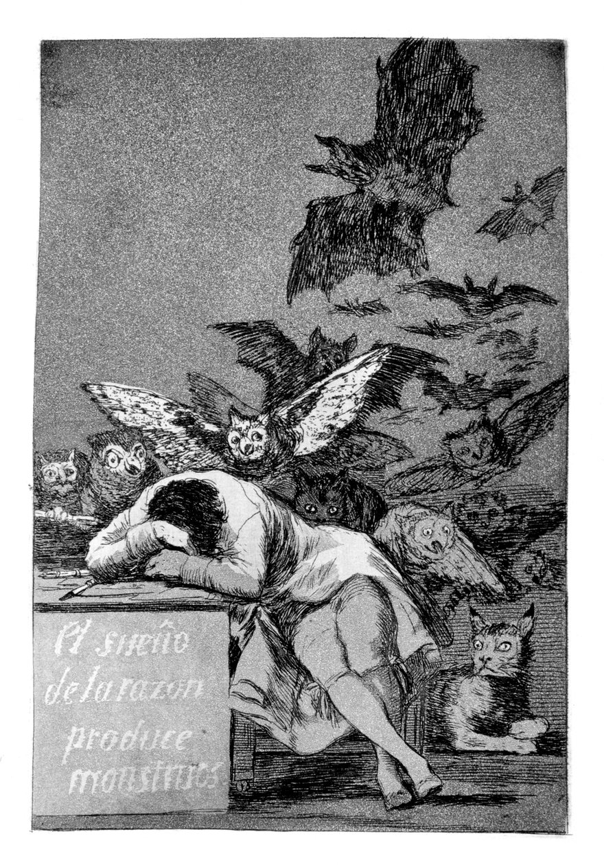 Aklın uykusu canavarlar yaratır, 1799 by Francisco de Goya