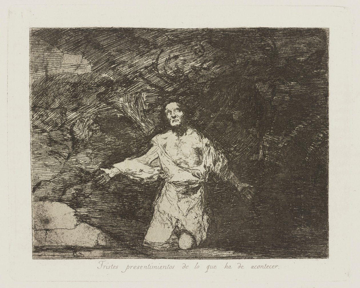 Olacakların üzücü önsezileri. (Olacakların Üzücü Önsezileri.), pl. Savaşın Felaketleri serisinden 1 by Francisco de Goya