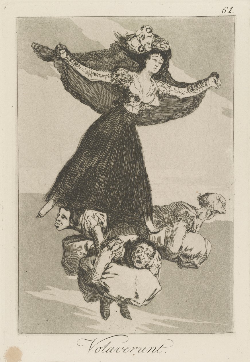 Volaverunt. (Uçmuşlar.), pl. Los caprichos serisinden 61 by Francisco de Goya