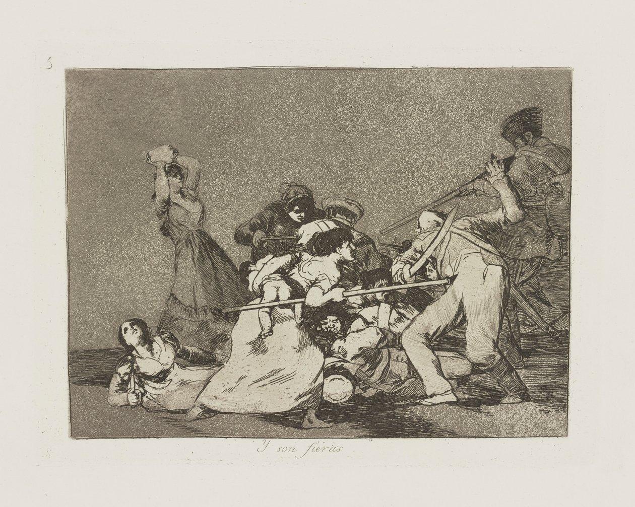 Y oğlu fieras. (Ve Vahşi Destanlar Gibidirler.), pl. Los desastres de la guerra (Savaşın Felaketleri) dizisinden 5 by Francisco de Goya