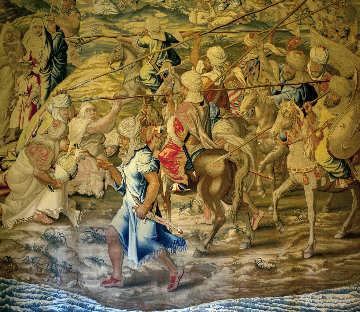 Les soldats arabe - Detay de la conquete de Tunus (Tunus) - Kraliyet goblen fabrikasında dokunan Francisco ve Cornelius Van der Ggot (18. yüzyıl), Willem de Pannemaker tarafından 16. yüzyıl goblenden sonra, 18. yüzyılın ortalarında - (Tunus) fetih by Francisco Ignacio Vandergoten Canyuwell