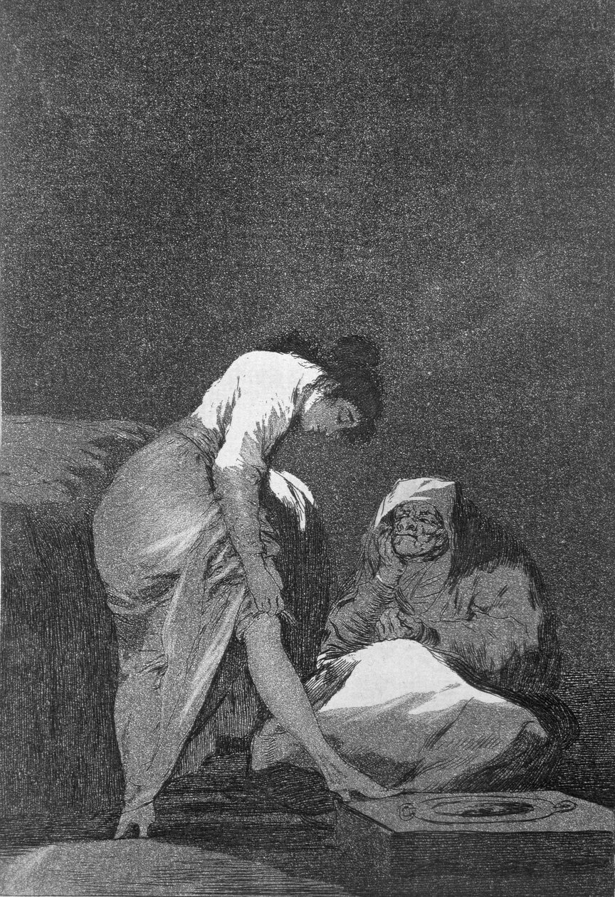 193-0082117 Güzelce gerilmiş, 'Los caprichos' levhası 17, pub. 1799 (aşındırma) by Francisco Jose de Goya y Lucientes