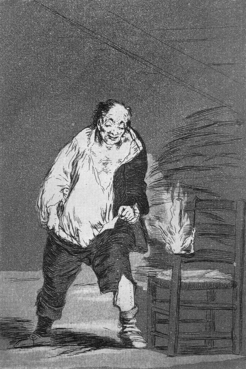 193-0082118 Ve evi yanıyor, 'Los caprichos'un 18. plakası, pub. 1799 (aşındırma) by Francisco Jose de Goya y Lucientes