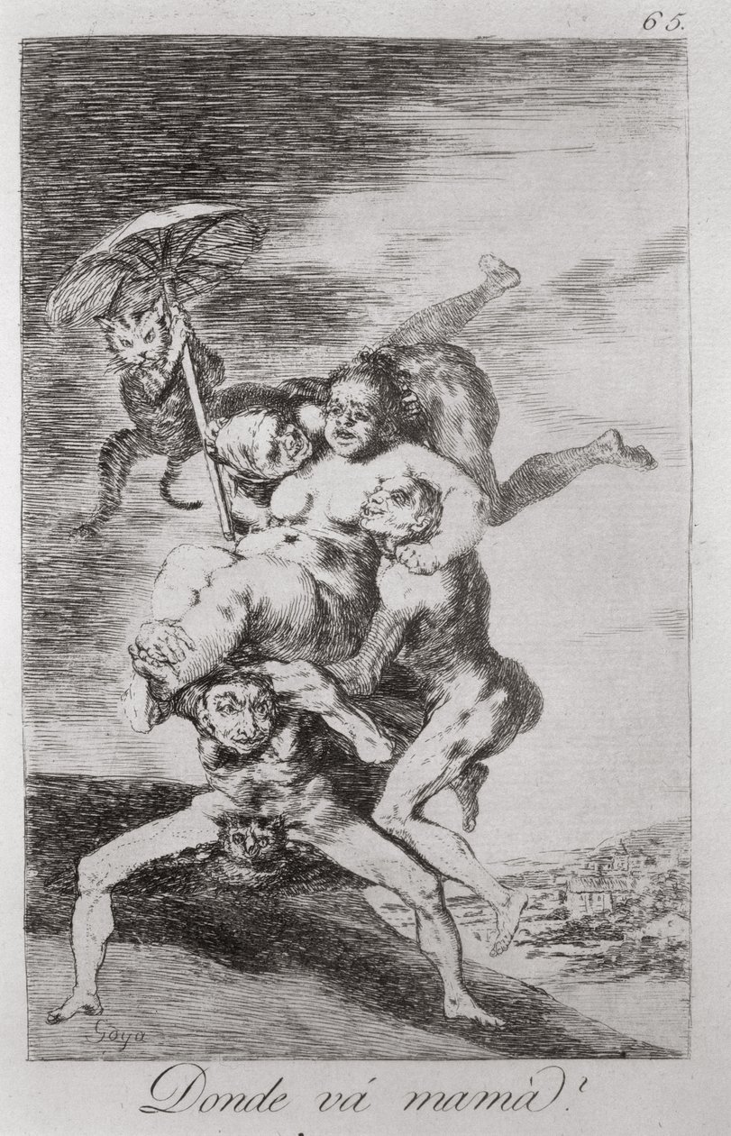 193-0082165 Annem nereye gidiyor?, 'Los caprichos'un 65. levhası by Francisco Jose de Goya y Lucientes
