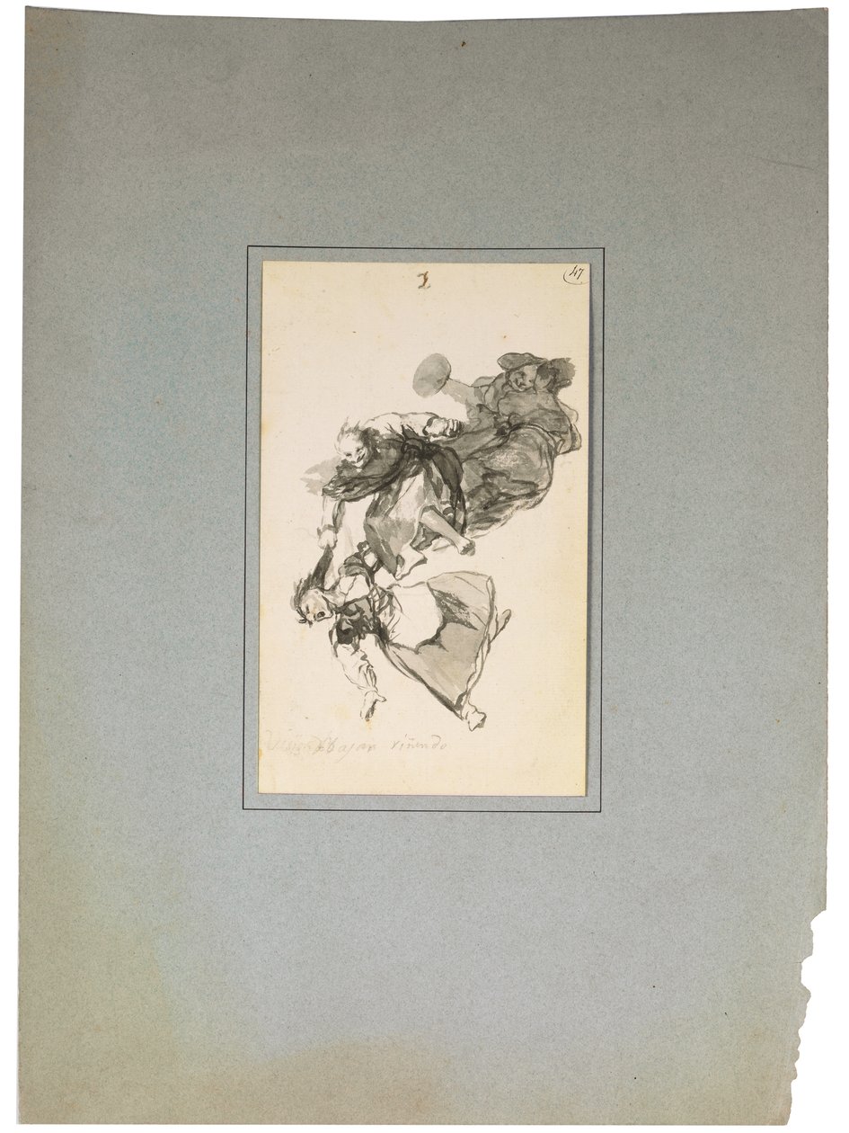 Bajan riñendo, ya da kavga ederek aşağı inerler by Francisco de Goya