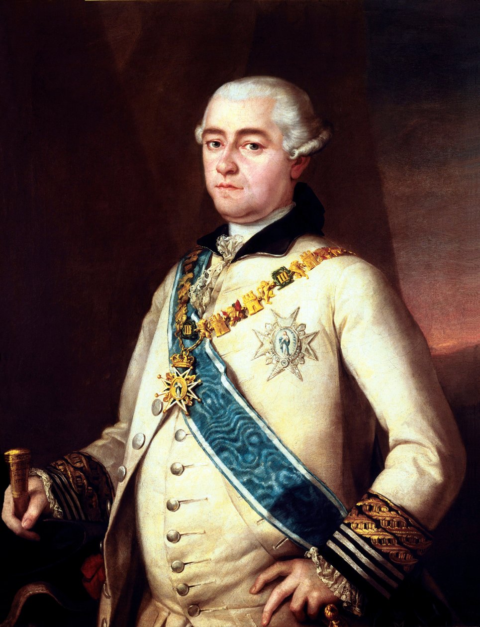 GOYA Y LUCIENTES, Francisco de (1746-1828); ALCANTARA LOPEZ DE ZUNİGA, Pedro (18. yüzyıl). 14. Miranda del Castanar Kontu ve 10. Penaranda Dükü. Çerçeve yazıtında belirtildiği gibi, daha önce Francisco de Goya'ya atfedilen eser. altın kulpunda by Francisco Jose de Goya y Lucientes
