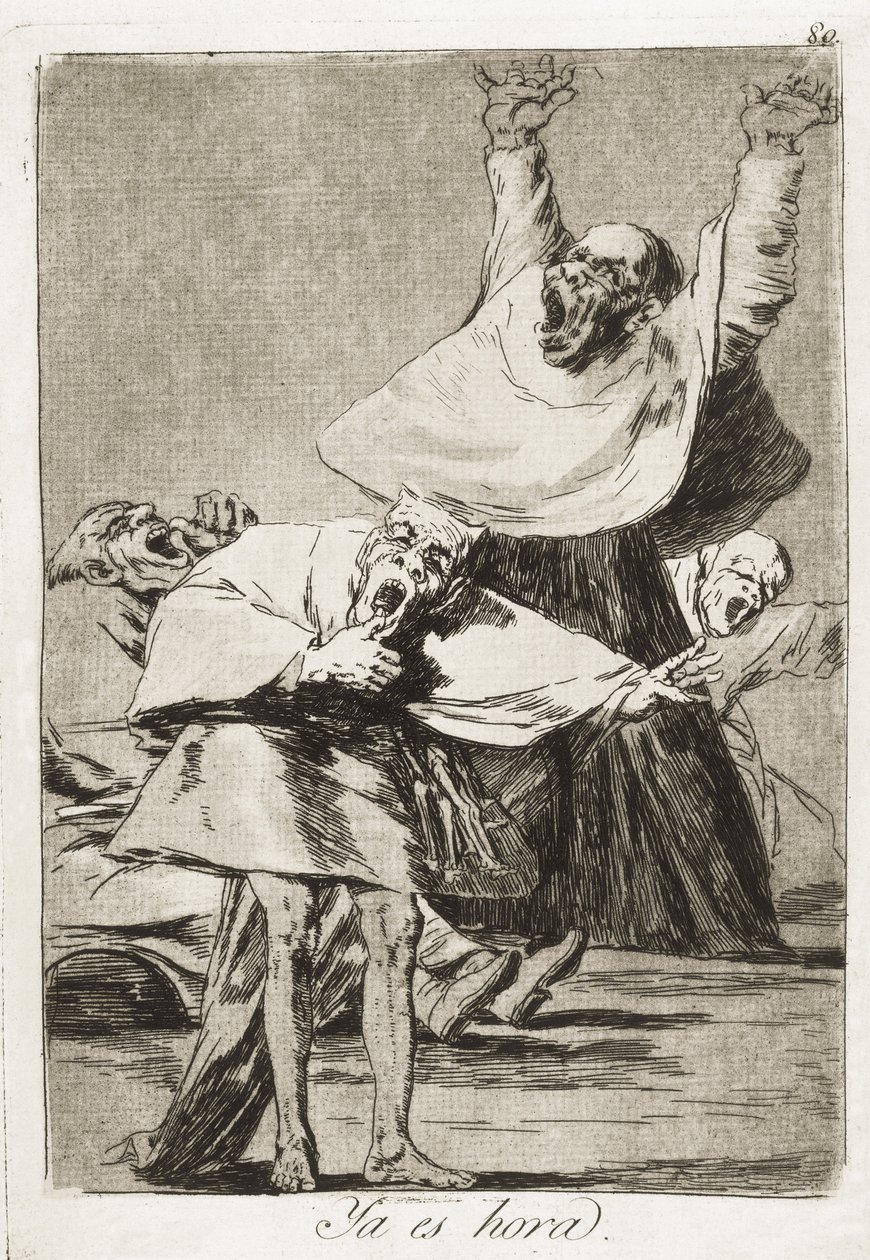 GOYA Y LUCIENTES, Francisco de (1746-1828). Vakit geldi. 1797-1799. (21x14'5 cm). “” Los Caprichos””” Levha 80, gravür, perdahlı aquatint, kuru nokta ve keski. Romantizm. Oymak. gravür İSPANYA. MADRİD (ÖZERK TOPLULUK). Madrid. Ulusal Li by Francisco Jose de Goya y Lucientes