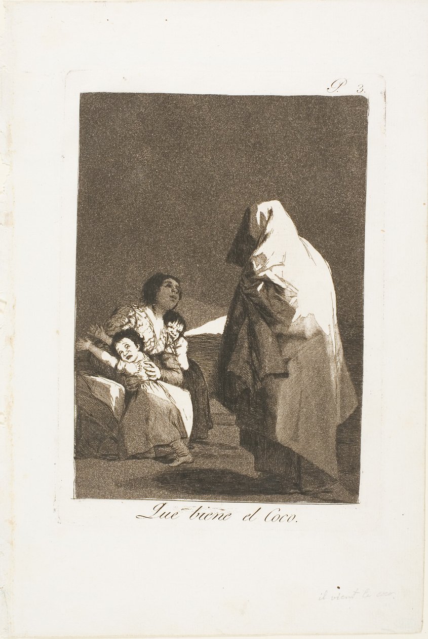 İşte Öcü geliyor, Los Caprichos'tan üçüncü plaka by Francisco Jose de Goya y Lucientes