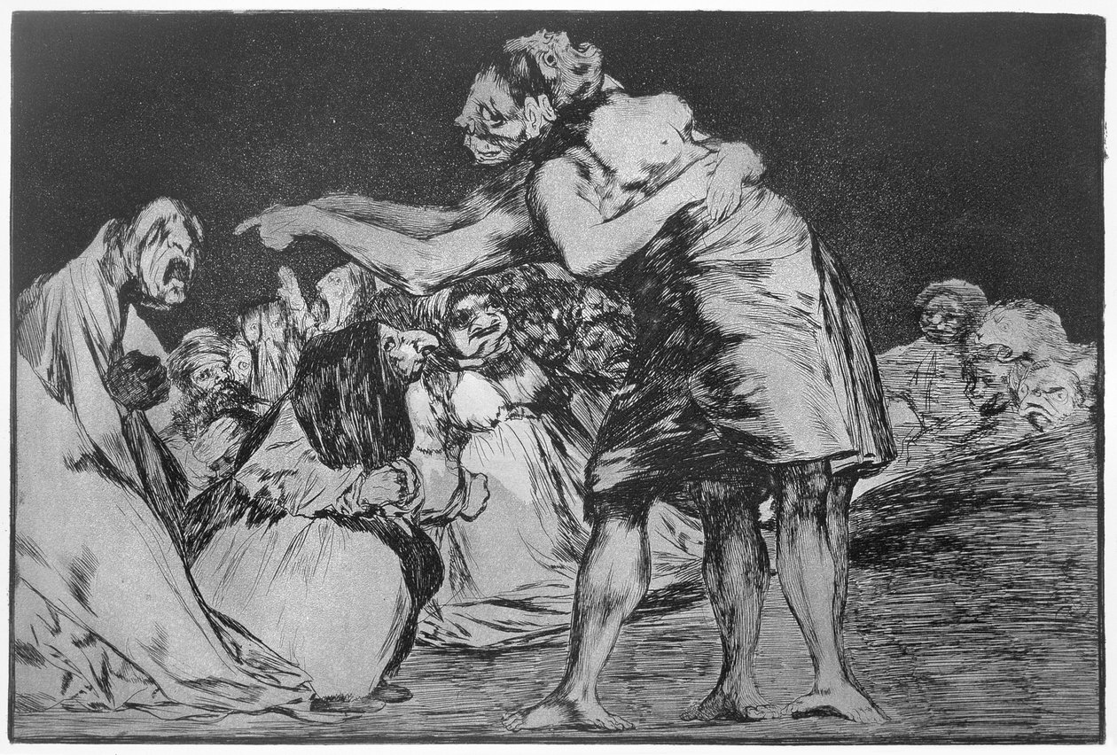 Evlilik kabusu, 'Atasözleri'nin 7. levhası by Francisco Jose de Goya y Lucientes