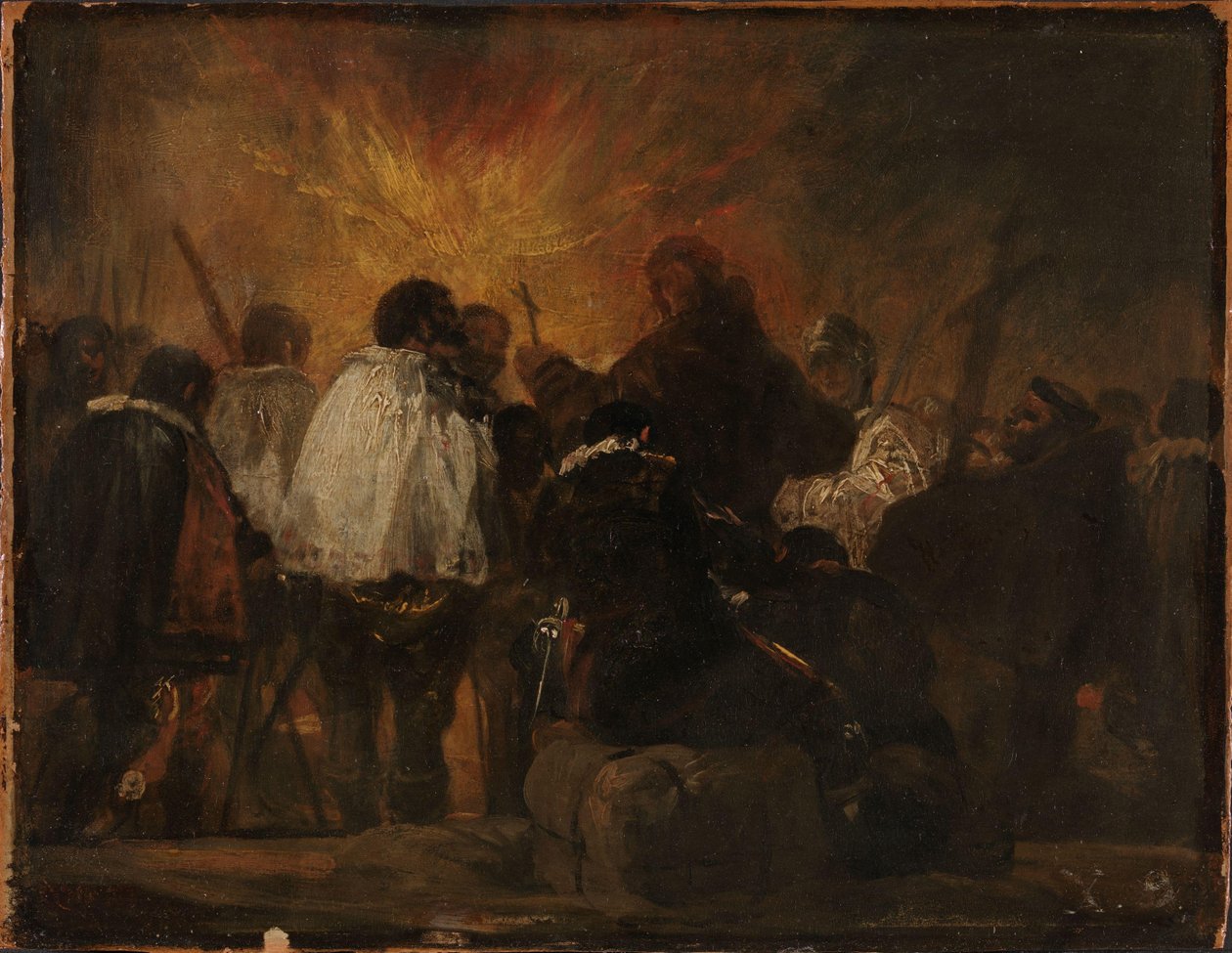 Engizisyondan Gece Manzarası, 1810 dolayları (ahşap üzerine yağlı boya) by Francisco Jose de Goya y Lucientes