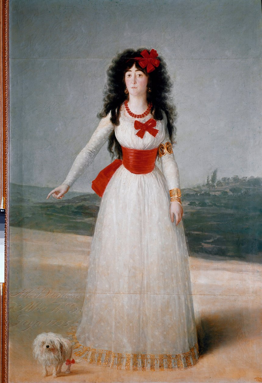Alba Düşesi (Alba) Portresi (Maria Teresa Cayetana de Silva) (1762-1802) Francisco Goya y Lucientes (1746-1828) tarafından yapılan tablo 1795 Dim. 194x130 cm Madrid, Alba Koleksiyonu by Francisco de Goya