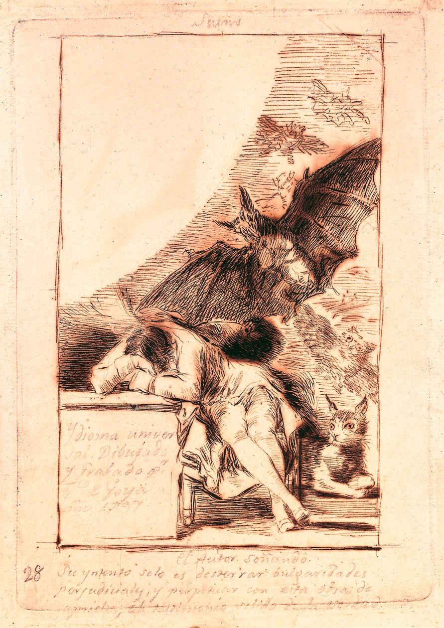 "Les caprices" dizisinin 43 numarası için hazırlık çizimi by Francisco de Goya