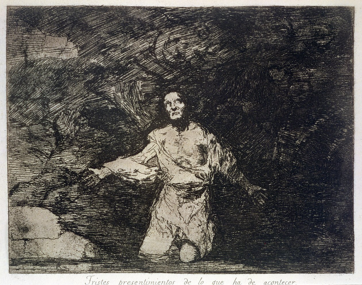 Olacakların üzücü önsezileri, 'Savaşın Felaketleri'nin 1. plakası by Francisco Jose de Goya y Lucientes