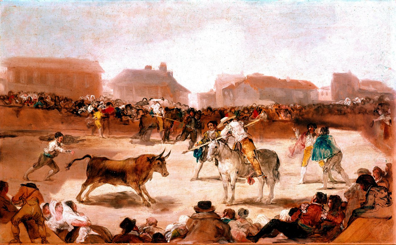 San Fernando Akademisi'nin sosyal konuları: “” Bir köyde Corrida”” Francisco Goya y Lucientes (1746-1828) 1812-1814 Dim. 45x72 cm Madrid, San Fernando akademisi by Francisco de Goya
