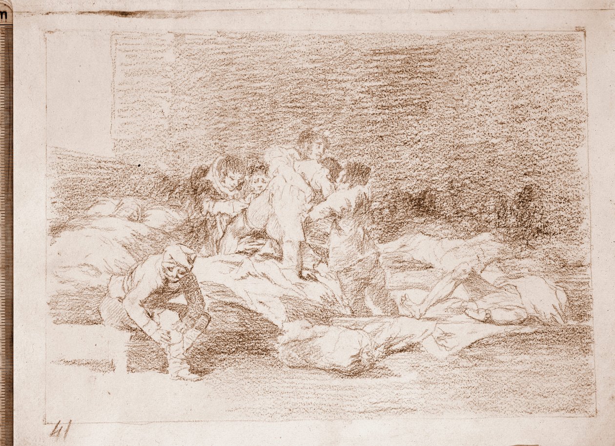 Savaşın Felaketleri: Ve onlar da (hazırlık çizimi by Francisco de Goya