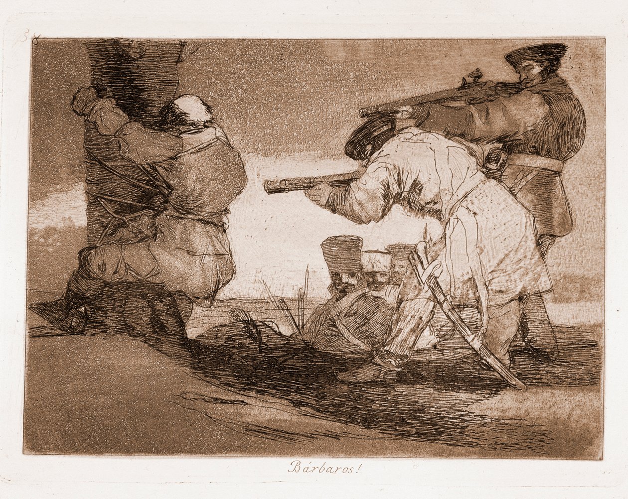 Savaşın Felaketleri: Barbarlar! (Hazırlık çiziminden sonra gravür by Francisco de Goya
