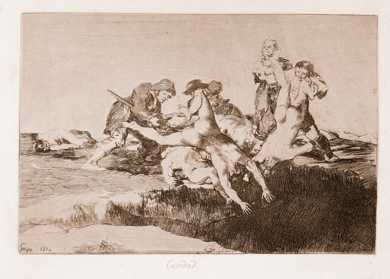 The Disasters of War: Charity (Çizdikten sonra gravür by Francisco de Goya