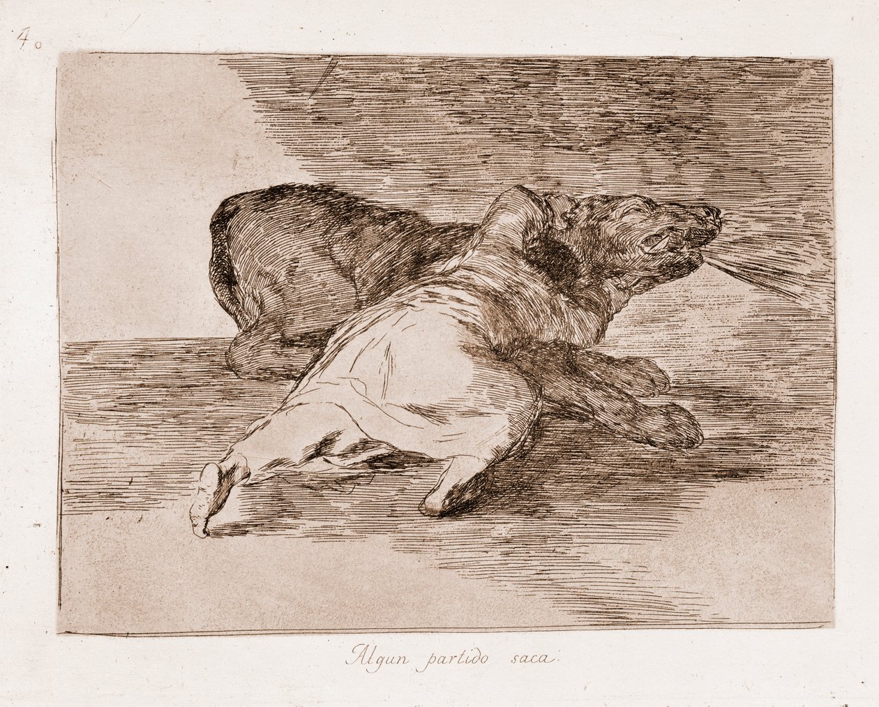 Savaşın Felaketleri: Bazı faydalar elde ediyor (Hazırlık çiziminden gravür by Francisco de Goya