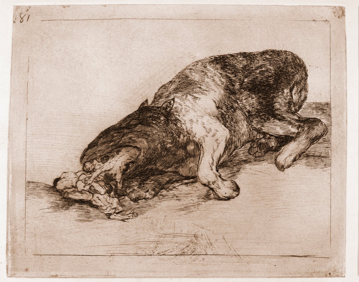 Savaşın Felaketleri: Gururlu Canavar! (hazırlık çiziminden aşındırma by Francisco de Goya