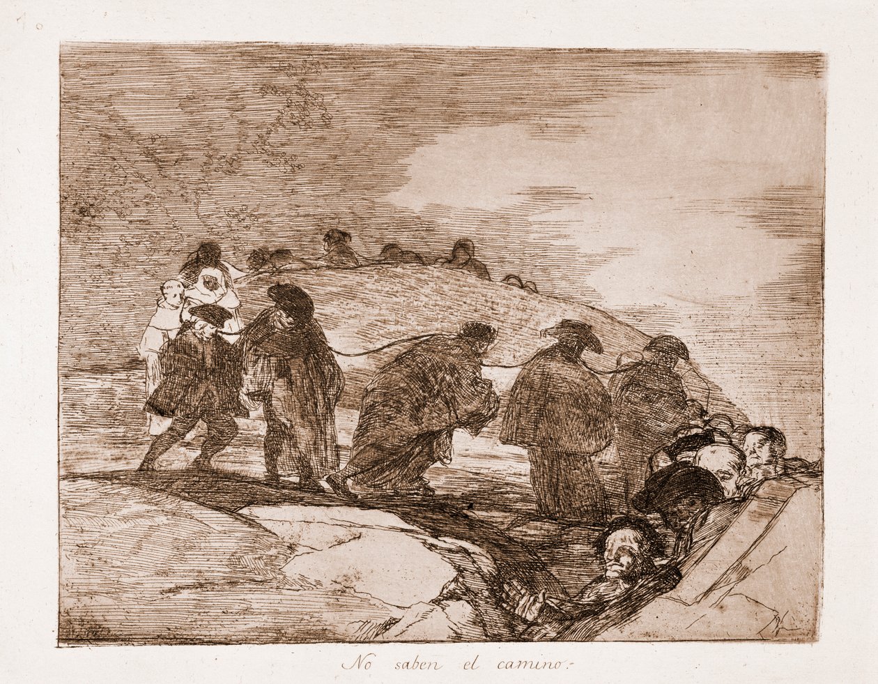 Savaşın Felaketleri: Yolu bilmiyorlar (hazırlık çiziminden kazıma by Francisco de Goya