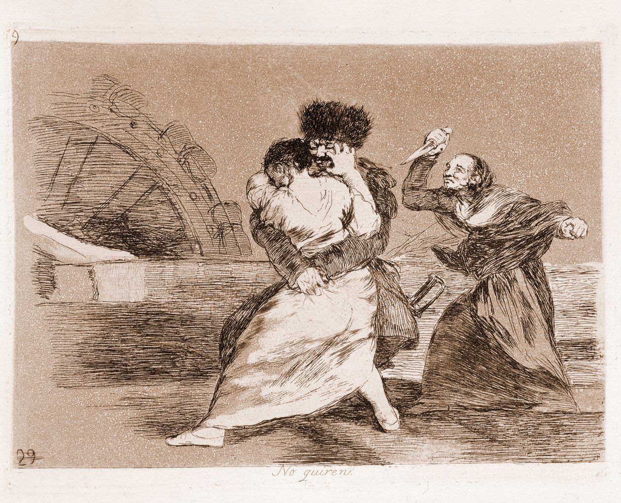 Savaşın Felaketleri: İstemiyorlar (bir hazırlık çiziminden by Francisco de Goya