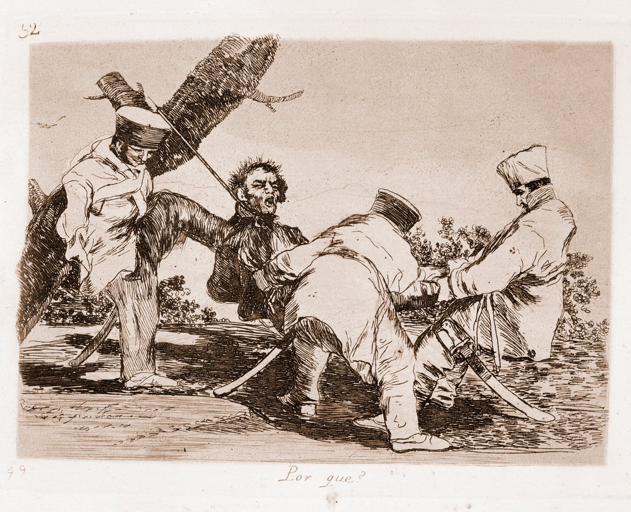Savaşın Felaketleri : Neden (hazırlık çiziminden aşındırma by Francisco de Goya