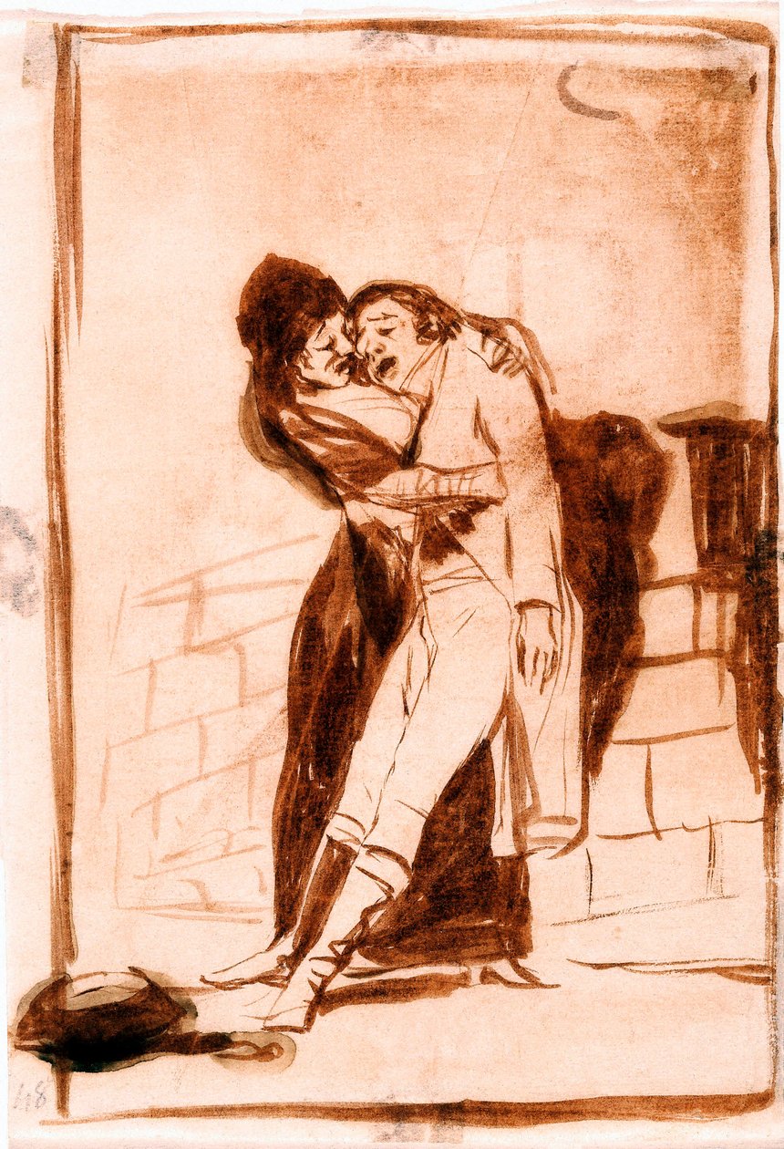 "Kaprisler" (Los caprichos): Aşk ve Ölüm. Hazırlık çizimi 1797-1798 (çizim) by Francisco de Goya