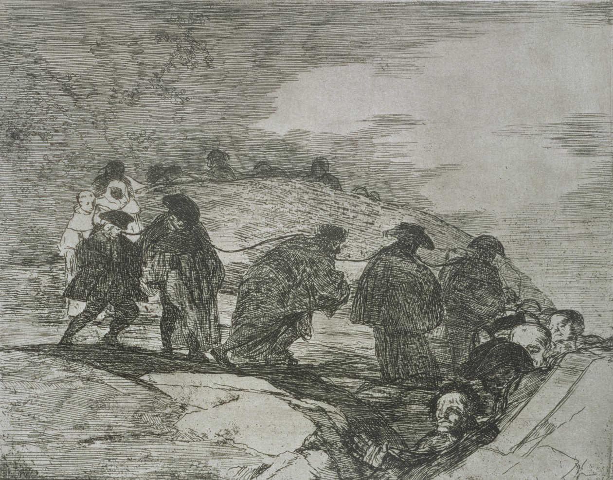 Yolu bilmiyorlar, 'Savaşın Felaketleri'nin 70. levhası by Francisco Jose de Goya y Lucientes