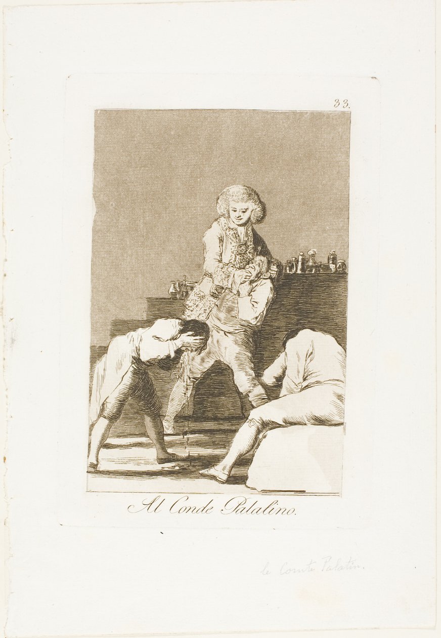 Palatine Kontu veya Damak Kontu'na, Los Caprichos'tan plaka 33 by Francisco Jose de Goya y Lucientes