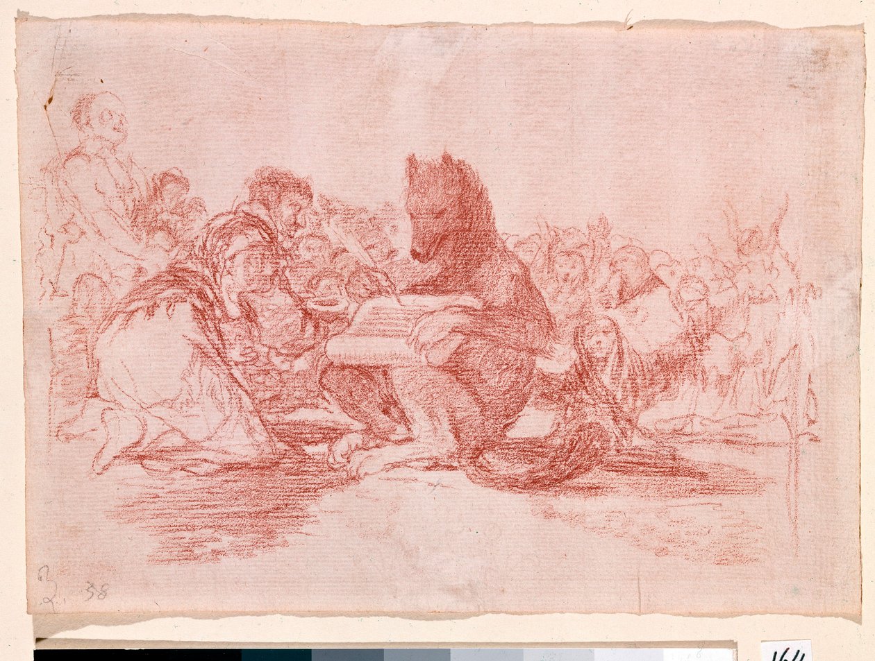 War Destres: “Bu en kötüsü””. İspanya'nın Ferdinand VII monarşisinin destekçilerinin hayvan olarak temsili. Francisco de Goya y Lucientes (1746-1828) tarafından n.74 gravür için kırmızı kurşun kalemle hazırlık çizimi. 1810-1812. Madrid. Prado Müzesi by Francisco de Goya