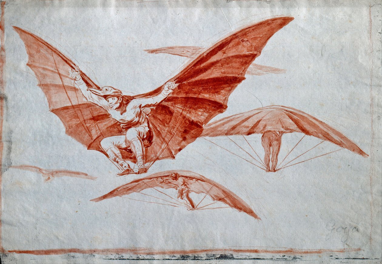 ""Uçan Yolları"" Facons de voler Dessin a la sanguine sur papier, Francisco de Goya (1746-1828) - 1816 Dim 24.5x34,8 cm Museo Lazaro Galdiano, Madrid by Francisco Jose de Goya y Lucientes