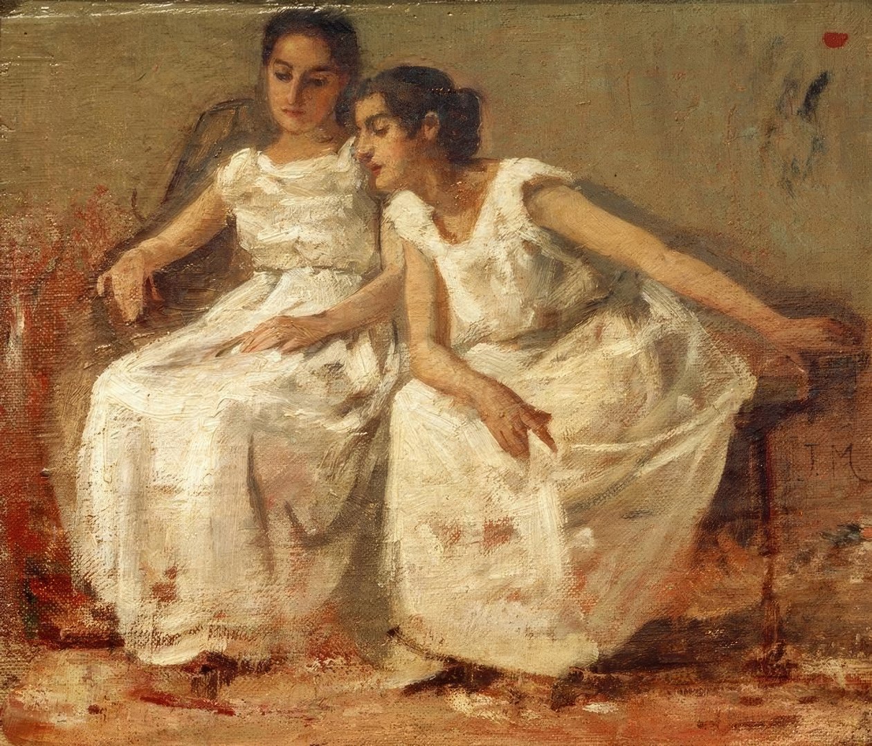iki oturan kız by Francisco Miralles y Gallup