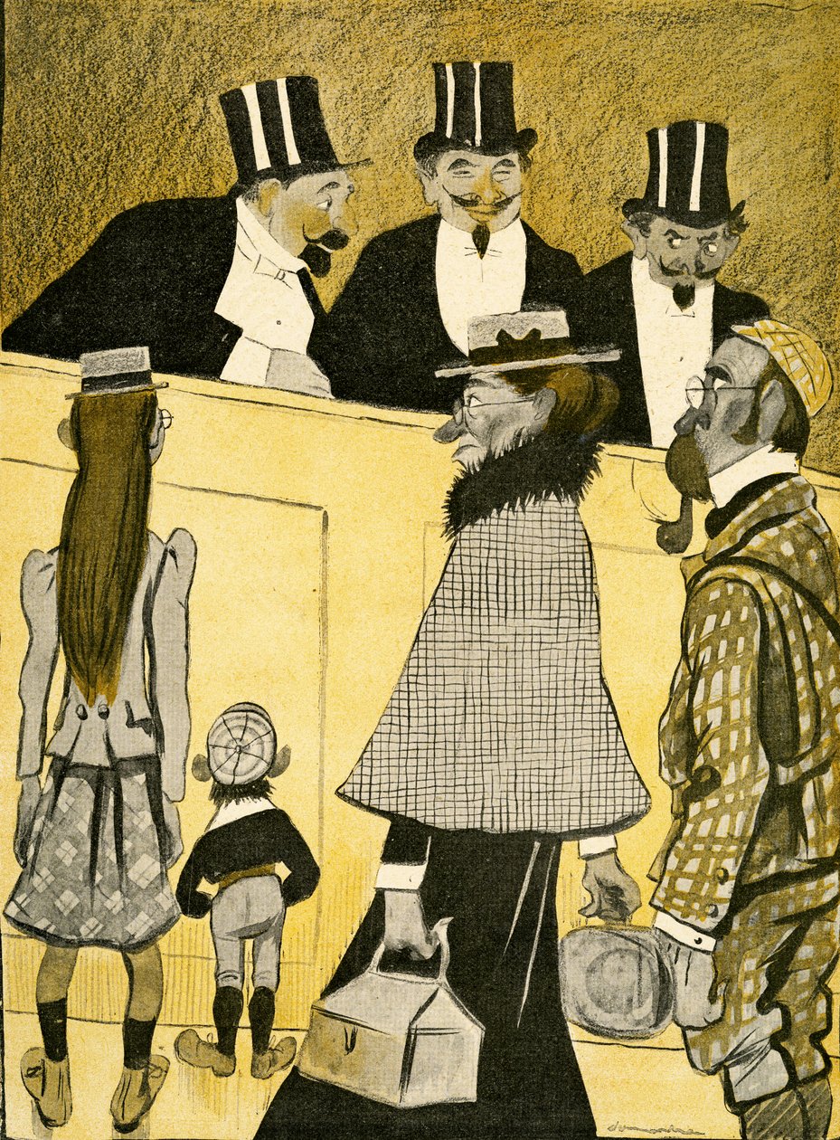 A lost English family ask for directions at the Opera, 1903  by Francisco Sancha y Lengo