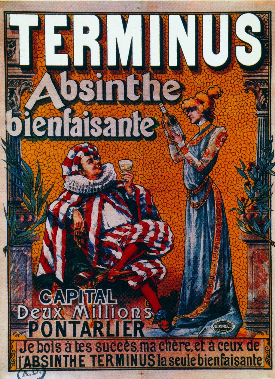 Pontarlier tarafından Terminus “absinthe bienfaisante” için reklam (poster) by Francisco Tamagno